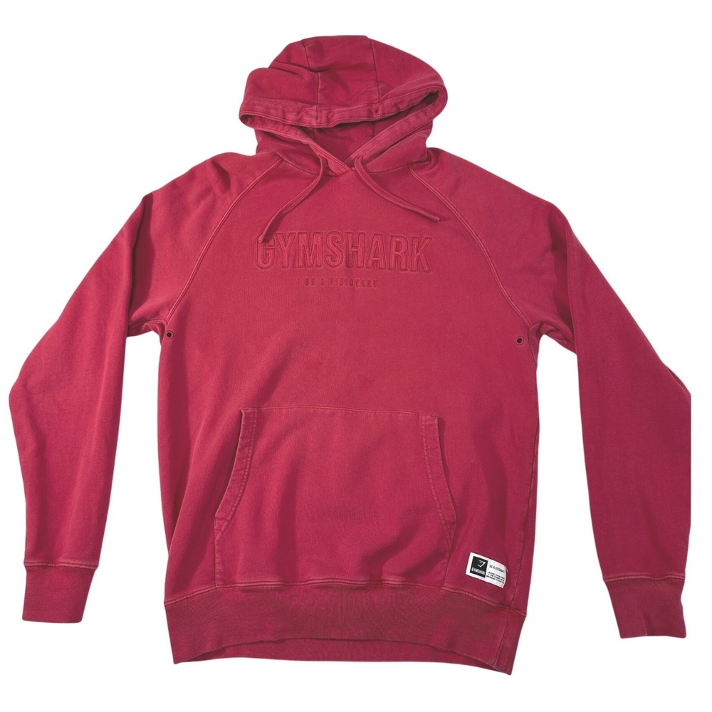 Gymshark Mens Be A Visionary Raglan Hoodie Red‎ Embossed Logo GMPO3457 L